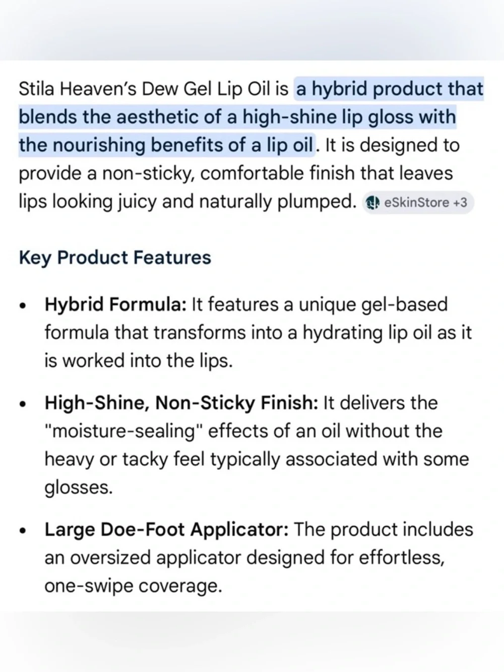 Stila Heaven's Dew Gel Lip Oil clear